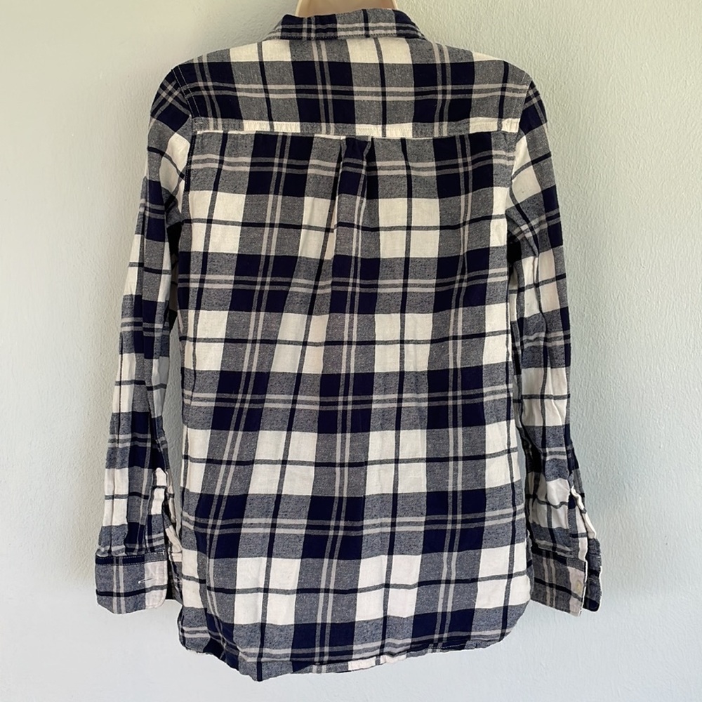 Old Navy blue white classic plaid flannel button down shirt size small - Picture 6 of 8